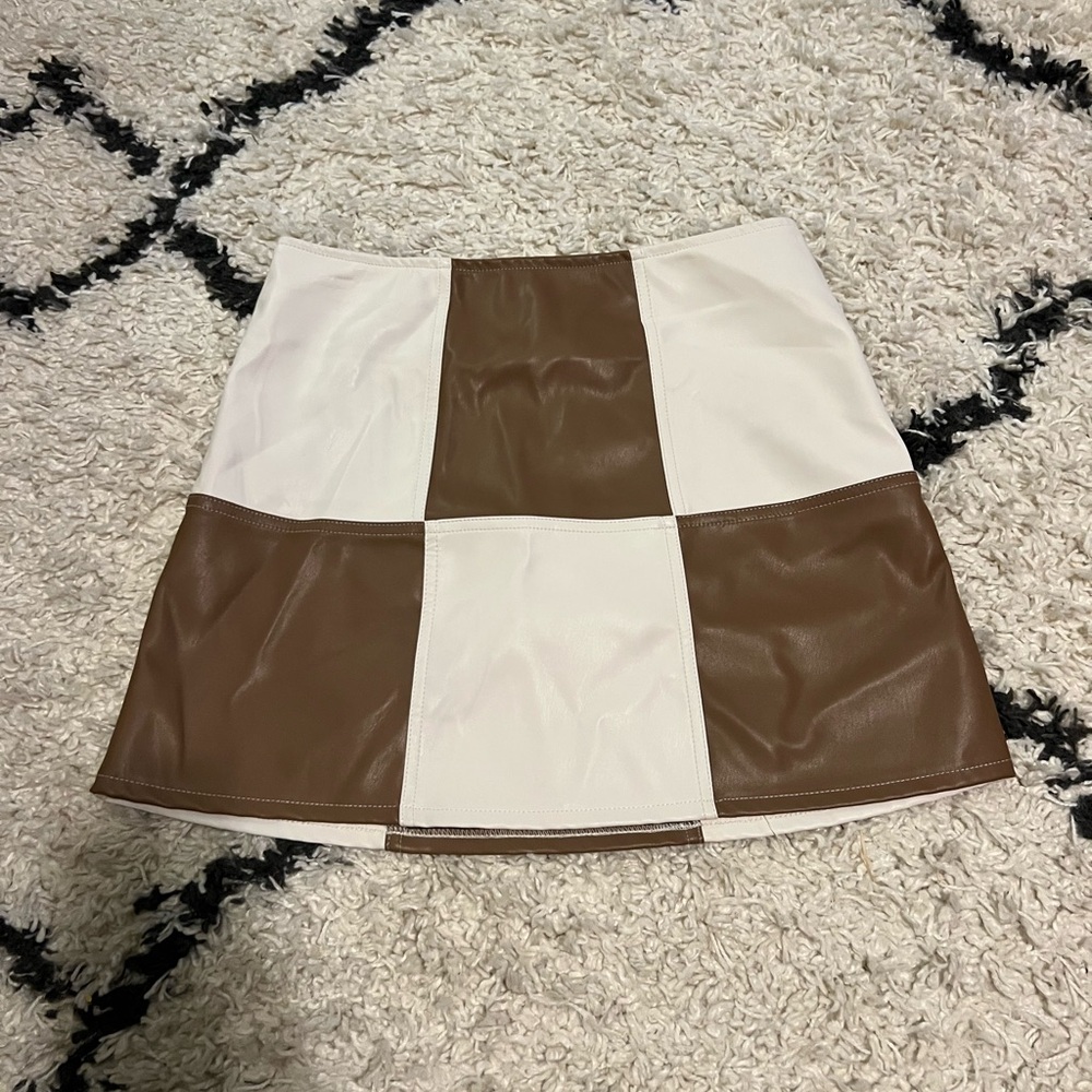 Forever 21 Brown and White Mini Skirt
